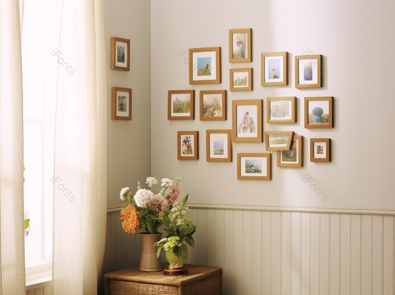 卧室一角家居转角相框组合,高清,摄影图,摄影图片,图片大全,摄影图免费下载